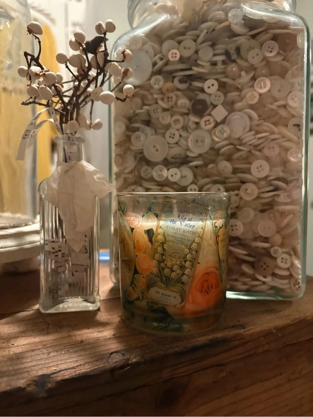 Tuting Abrlus Floral Decorative Glass Candle Holder - Orange Green